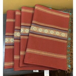 Silverado Southwest Aztec‎ Table Placemats Cotton Leather Reversible Set of 4